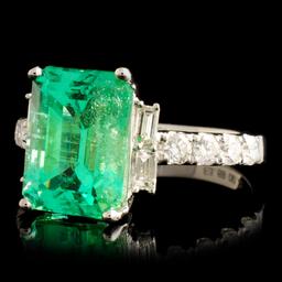 18K Gold 3.69ct Emerald & 0.61ctw Diamond Ring