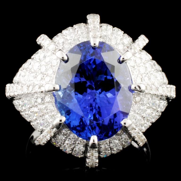 18K Gold 5.91ct Tanzanite & 1.96ctw Diamond Ring