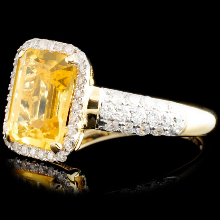 14K Gold 2.00ct Citrine & 0.52 Diamond Ring