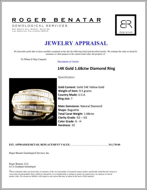 14K Gold 1.68ctw Diamond Ring