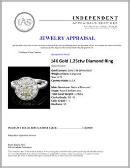 14K Gold 1.25ctw Diamond Ring