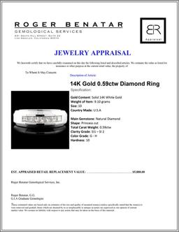 14K Gold 0.59ctw Diamond Ring