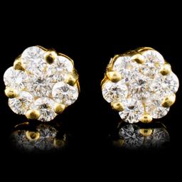 18K Gold 0.92ctw Diamond Earrings