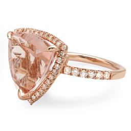 14K Gold 10.00ct Morganite & 0.65ct Diamond Ring