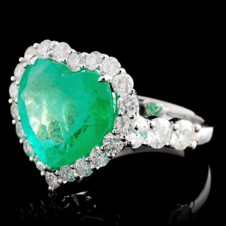 18K Gold 3.71ct Emerald & 1.47ctw Diamond Ring