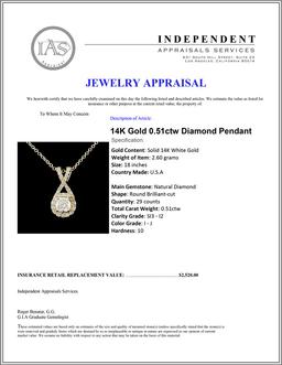 14K Gold 0.51ctw Diamond Pendant