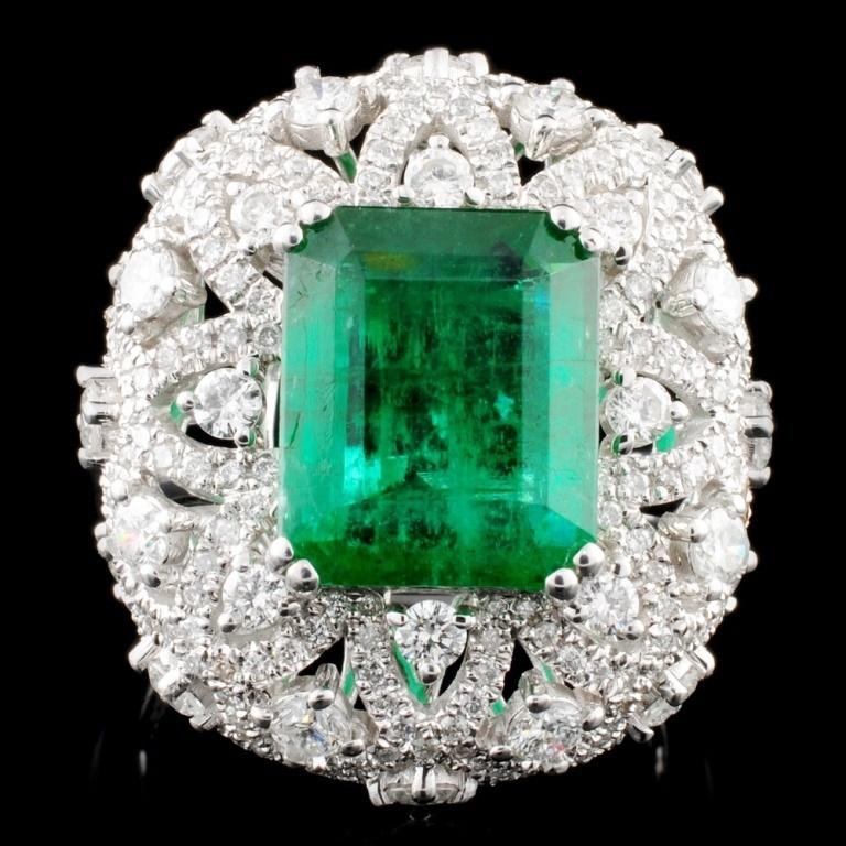 18K Gold 3.94ct Emerald & 1.61ctw Diamond Ring