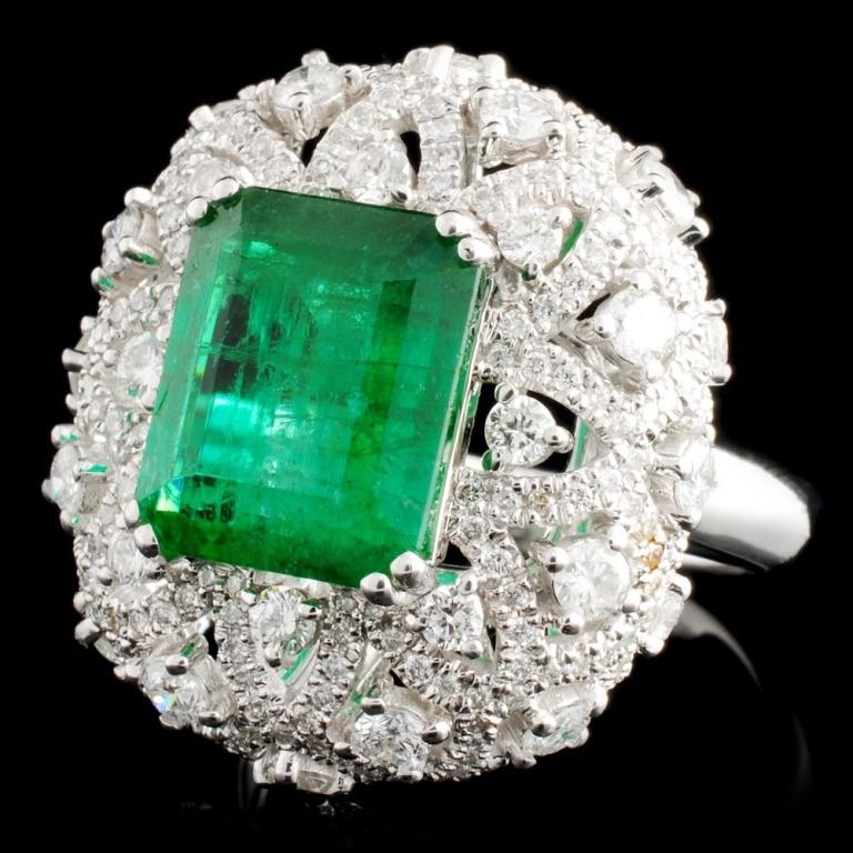 18K Gold 3.94ct Emerald & 1.61ctw Diamond Ring