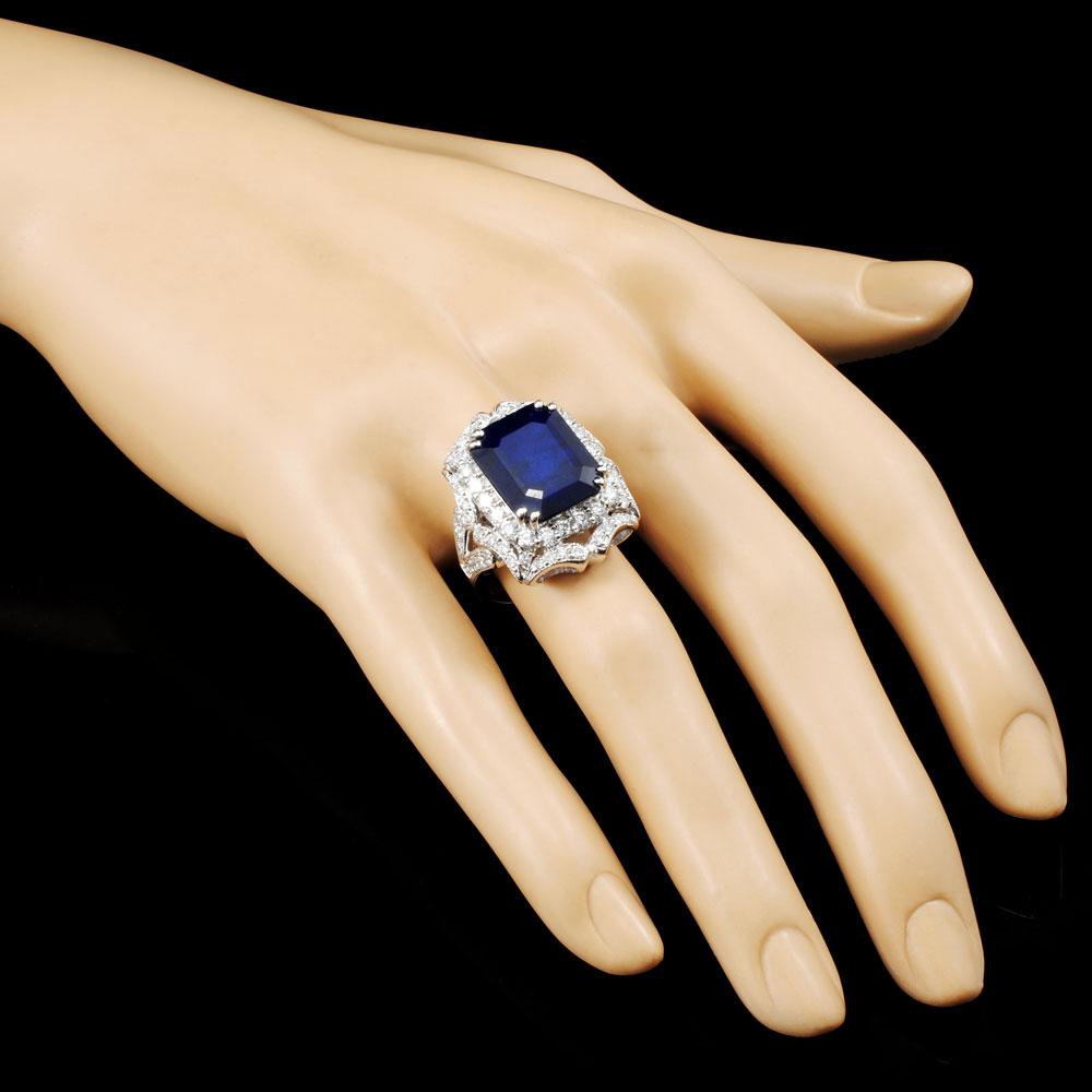 14K Gold 10.32ct Sapphire & 2.14ctw Diamond Ring