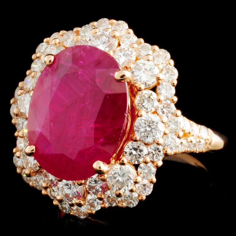 18K Gold 5.67ct Ruby & 2.08ctw Diamond Ring