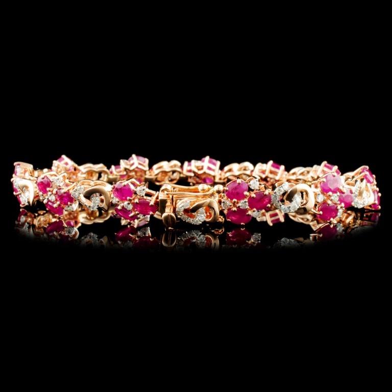 14K Gold 6.53ctw Ruby & 1.45ctw Diamond Bracelet