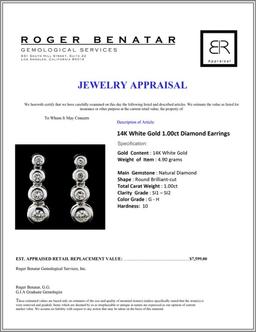 14K White Gold 1.00ct Diamond Earrings
