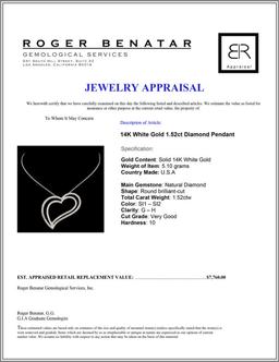 14K White Gold 1.52ct Diamond Pendant