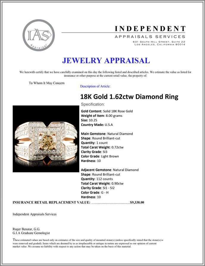 18K Gold 1.62ctw Diamond Ring