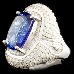 18K Gold 10.92ct Tanzanite & 3.76ctw Diamond Ring