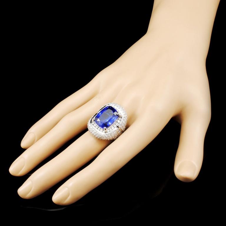 18K Gold 10.92ct Tanzanite & 3.76ctw Diamond Ring