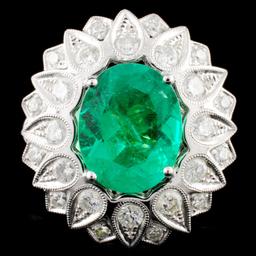 18K Gold 4.23ct Emerald & 1.93ctw Diamond Ring