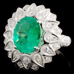 18K Gold 4.23ct Emerald & 1.93ctw Diamond Ring