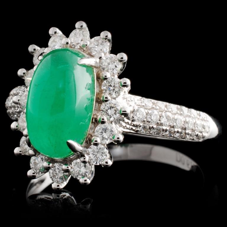 18K White Gold 1.84ct Emerald & 0.62ct Diamond Rin