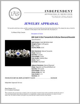 18K Gold 3.55ct Tanzanite & 4.81ctw Diamond Bracel