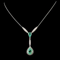 18K Gold 5.26ct Emerald & 0.59ctw Diamond Necklace