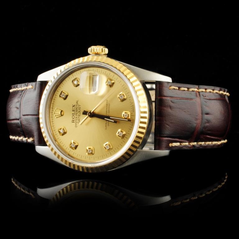 Rolex DateJust YG/SS Diamond Champagne 36MM Watch