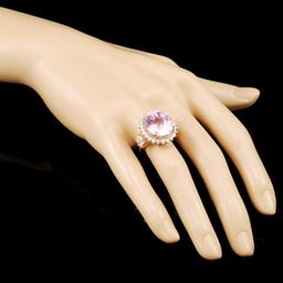 14K Rose Gold 17.00ct Kunzite & 1.32ctw Diamond Ri