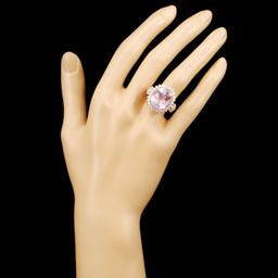 14K Rose Gold 17.00ct Kunzite & 1.32ctw Diamond Ri