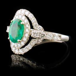 18k White Gold 0.93ct Emerald & 0.82ctw Diamond Ri