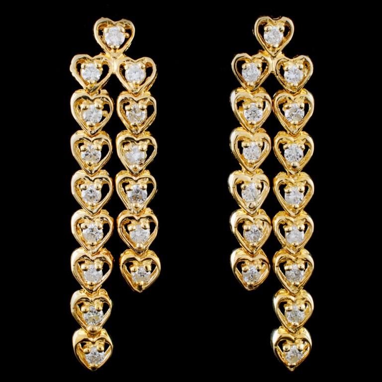 14K Yellow Gold 1.00ct Diamond Earrings