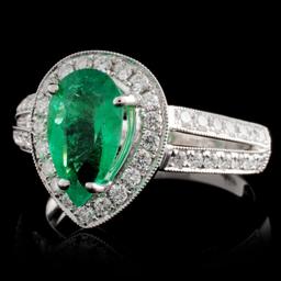 18K White Gold 1.24ct Emerald & 0.47ct Diamond Rin