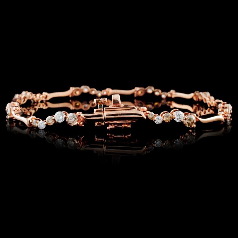 14K Rose Gold 2.12ctw Fancy Color Diamond Bracelet