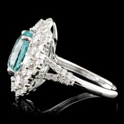 18K Gold 4.30ct Paraiba & 2.05ctw Diamond Ring