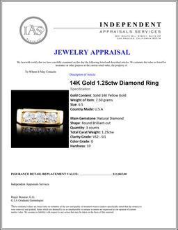 14K Gold 1.25ctw Diamond Ring