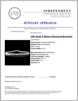 14K Gold 2.00ctw Diamond Bracelet