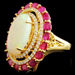 18K Gold 5.27ct Opal & 0.72ctw Diamond Ring