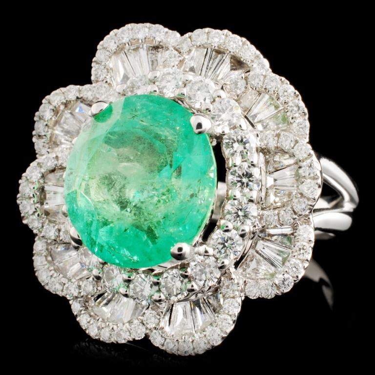 18K Gold 4.31ct Emerald & 1.56ctw Diamond Ring