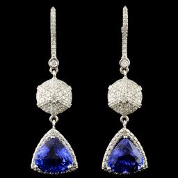 14K Gold 7.42ctw Tanzanite & 1.05ctw Diamond Earri