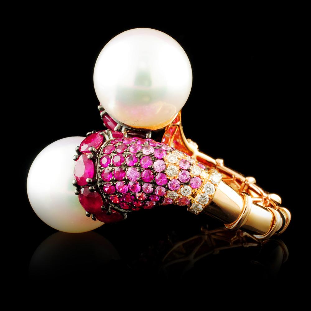 18K Gold 13.00MM Pearl & 0.48ctw Diamond Ring