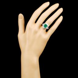 14K Gold 2.45ct Emerald & 1.54ctw Diamond Ring