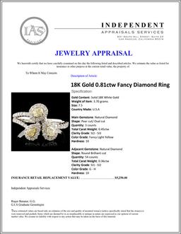 18K Gold 0.81ctw Fancy Diamond Ring