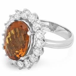 14K Gold 6.50ct Citrine & 1.75ct Diamond Ring