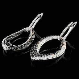 14K White Gold 1.71ctw Fancy Color Diamond Earring