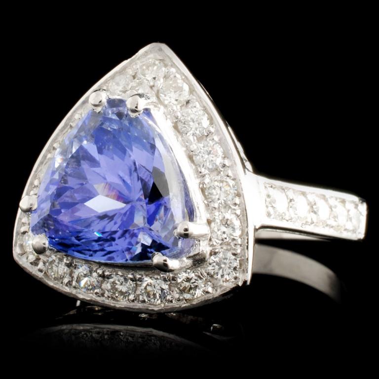 14K Gold 4.42ct Tanzanite & 0.66ctw Diamond Ring