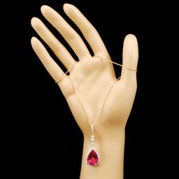 18K Gold 10.22ct Rubellite & 1.20ctw Diamond Penda