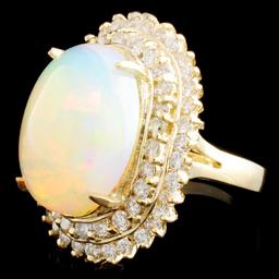 14K Gold 7.54ct Opal & 1.80ctw Diamond Ring