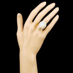 14K Gold 7.54ct Opal & 1.80ctw Diamond Ring