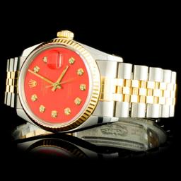 Rolex YG/SS 36MM DateJust Diamond Wristwatch