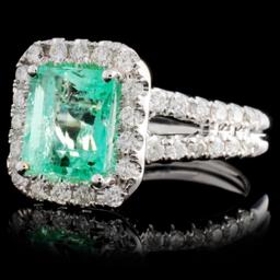 18K White Gold 2.74ct Emerald & 1.08ct Diamond Rin