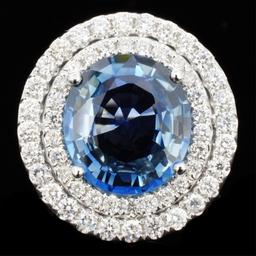 18K Gold 6.74ct Sapphire & 1.31ct Diamond Ring